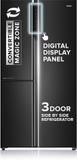 Haier 598 L Frost Free Side by Side Convertible Refrigerator  with 83% Convertible Fridge SpaceDigital Control Panel360 Degree CoolingMagic Convertible ZoneExpert Inverter 3-Door (Graphite Black, HRT-683GK) Black Steel, HRT-683GK