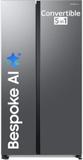 Samsung 653 L Frost Free Side by Side 3 Star Refrigerator  with AI and WiFi, Convertible 5-in-1, Digital Inverter Refined Inox, RS76CG8003S9HL