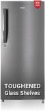 Haier 190 L Direct Cool Single Door 5 Star Refrigerator  with Toughned Glass ShelfLarge Vegetable Box Dazzle steel, HED-205DS-P