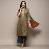 BIBA Printed Kurta, Palazzo & Dupatta Set