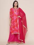 Bhama COUTURE Floral Print Kurta, Palazzo & Dupatta Set