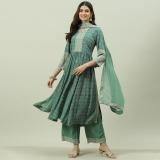 BIBA Printed Kurta, Trouser/Pant & Dupatta Set