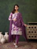 Sangria Floral Print Kurta, Salwar & Dupatta Set