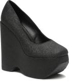 flat n heels Women Wedges (Black , 7)