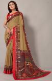 Shaily Printed Tant Cotton Silk Saree (Beige)