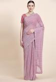 INDIAN WOMEN Embellished Bollywood Lycra Blend Saree (Pink)