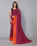 Shaily Retails Striped, Printed Daily Wear Georgette Saree (Pink, Black)