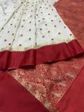 DORA SILK Woven Kanjivaram Silk Blend Saree (Cream)