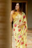 MIRCHI FASHION Floral Print Daily Wear Chiffon, Georgette Saree (Yellow, Pink)