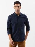 Wrangler Men Printed Casual Blue Shirt