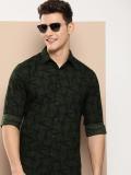 HERE&NOW Men Printed Casual Green Shirt