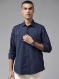 Blackberrys Men Solid Casual Dark Blue Shirt