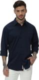 MUFTI Men Solid Casual Dark Blue Shirt