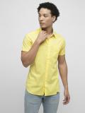 JACK & JONES Men Solid Casual Yellow Shirt