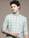 French Connection Men Checkered Casual Green Shirt