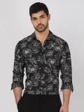 MUFTI Men Printed Casual Black Shirt