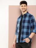 HARVARD Men Checkered Casual Blue Shirt