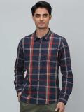 INDIAN TERRAIN Men Checkered Casual Blue Shirt