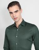 ARROW Men Printed Formal Green Shirt