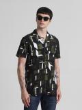 JACK & JONES Men Printed Casual Black, Dark Green, White Shirt