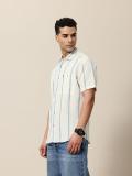 Mr Bowerbird Men Striped Casual White Shirt