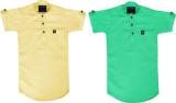 Kuwarshah Boys Solid Casual Light Green, Yellow Shirt (Pack of 2)