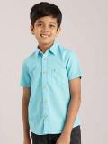 INDIAN TERRAIN Boys Solid Casual Blue Shirt