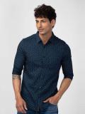 Spykar Men Printed Casual Blue Shirt