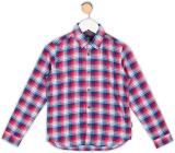 INDIAN TERRAIN Boys Checkered Casual Blue Shirt