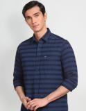 ARROW Men Striped Casual Blue Shirt