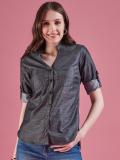 Dressberry Women Solid Casual Grey Shirt