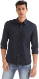 FLYING MACHINE Men Solid Casual Dark Blue Shirt