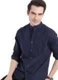 WROGN Men Solid Casual Blue Shirt