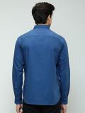 INDIAN TERRAIN Men Solid Casual Blue Shirt