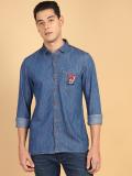 Wrangler Men Solid Casual Blue Shirt