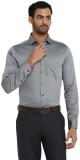 TURTLE Men Solid Formal Grey Shirt