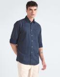 TOMMY HILFIGER Men Printed Casual Dark Blue Shirt