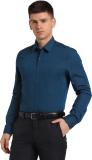 TURTLE Men Solid Formal Dark Blue Shirt