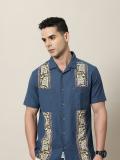 Mr Bowerbird Men Floral Print Casual Blue Shirt