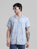 JACK & JONES Men Printed Casual Blue Shirt