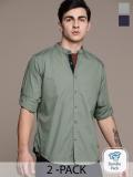 Roadster Men Solid Casual Green Shirt