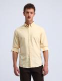 FLYING MACHINE Men Solid Casual Yellow Shirt