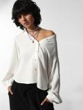 ONLY Women Self Design Casual White Shirt