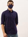 The Indian Garage Co. Men Checkered Casual Blue Shirt