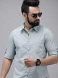 Roadster Men Solid Casual Blue Shirt