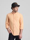 JACK & JONES Men Solid Casual Orange Shirt