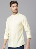 HERE&NOW Men Solid Casual Yellow Shirt