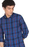 FLYING MACHINE Men Checkered Casual Blue Shirt