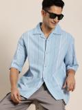 HERE&NOW Men Striped Casual Blue Shirt