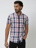 MUFTI Men Checkered Casual Blue Shirt